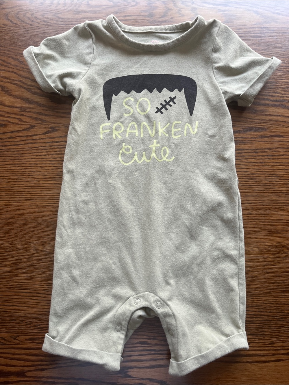 Cat & Jack Beige "So Franken Cute" Short-Sleeve One-Piece